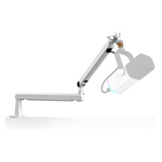 FIFINE Boom Arm Mic Stand, Low Profile Microphone Arm Stand, Podcast Mic Boom Arm with Desk Mount, Cable Channels Management, Metal Boom Arm White for Recording/Streaming/Gaming/Home Office-BM88W